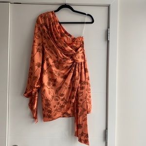 Significant Other Paradis One-shoulder Georgette Mini Dress